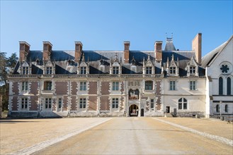 Front facade of Chateau Royal de Blois castle