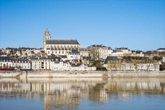 Town of Blois and Cathedrale Saint-Louis on the Loire River