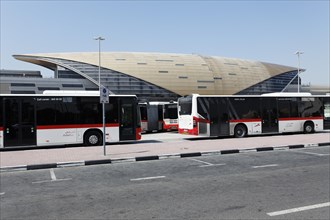 Buses in front of the Metro Station of Ibn Battuta Mall