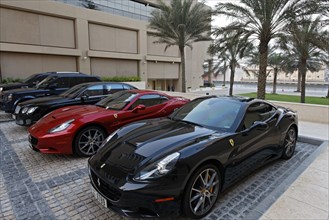 Ferraris parked in front of the luxury hotel Grosvenor House