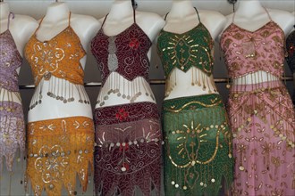Mannequins wearing Arabic belly-free clothes for sale