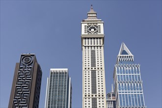 Skyscrapers built in differing architectural styles