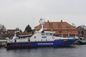 Staberhuk Coast Guard boat in the port of Neustadt in Holstein