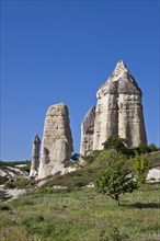 Fairy Chimneys made of tufa in the Valley of Love near the World Heritage Site of Goereme