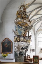Fischerkanzel pulpit in the Parish Church of St. Peter