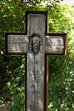 Grave cross of Otto Dressel in the literary park on Lake Wolfgangsee