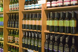 Bottled juices and ciders in the shop of Biddenden Vineyards