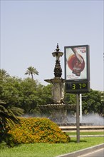 Advertisement sign with thermometer