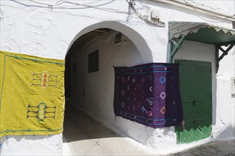 Entrance decorated with fabric