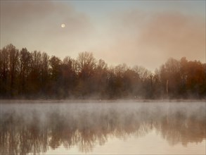 Early morning mood at Kuhsee lake with fog