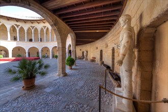 Gothic arcades in the courtyard of Bellver Castle