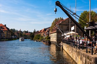 View over the Regnitz River towards Little Venice in Bamberg
