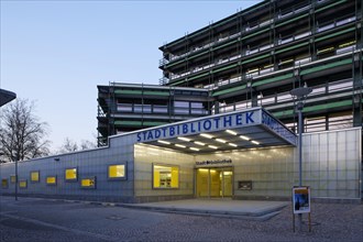 New city library in the town hall in the evening