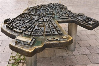 Bronze model of downtown Hamburg