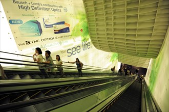 Escalator to the MRT train at the Ion Orchard Shopping Centre