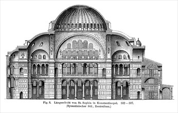 Longitudinal section of St. Sophia in Constantinople