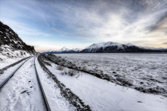 The Alaska Railroad tracks along Turnagain Arm