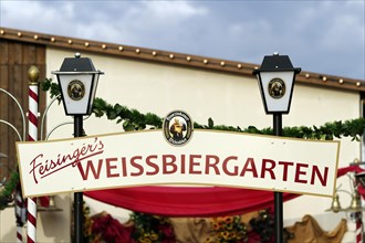 German Weissbiergarten sign at the Oktoberfest