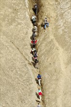 People climbing inside Viti Crater