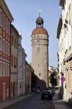 Nikolaistrasse street with Nikolaiturm tower