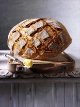 Artisan organic wholemeal bread loaf