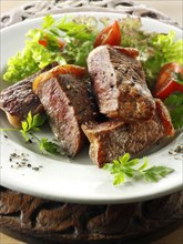 Sirloin steak and salad