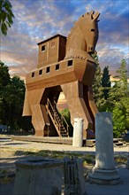 Replica of the wooden horse of Troy archaeological site
