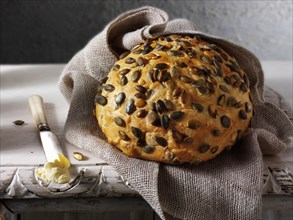 Artisan organic pumpkin seed bread loaf