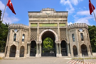 Main historic Ottoman Style entrance gates to the University of Istanbul on Beyazit Square