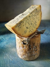 Traditional British blue Stilton cheese truckle