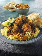 Chicken Sag Masala curry and rice