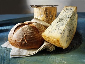 Traditional British blue Stilton cheese truckle