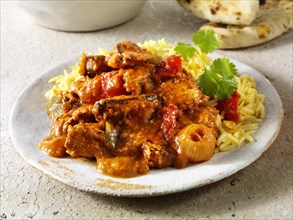 Char grilled Chicken Jalfrezi with rice and naan bread