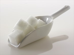 White refined sugar cubes