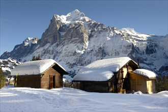 Swiss chalets in winter
