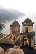 The Bell towers of Our Lady of The Annunciation church viewed from Villa Ravello