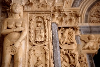 Romanesque doorway with sculptures of Eve by the Croatian architect Master Radovan