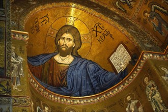 Byzantine mosaic of Jesus Christ in the Cathedral of Monreale