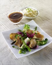 Oriental vegetarian stir fry of vegetables