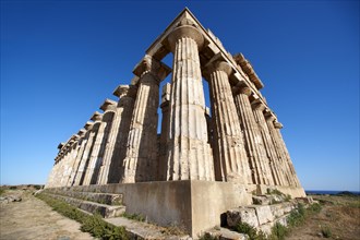 Greek Doric columns at the ruins of Temple F at Selinunte