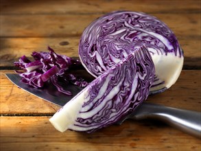 Fresh cut red cabbage