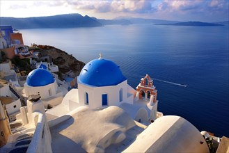 Blue domed Byzantine Orthodox churches