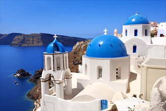 Blue domed Byzantine Orthodox churches