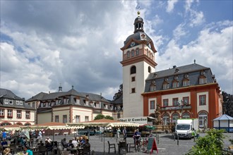 Baroque Schloss Weilburg castle with Weilburg church and historic town hall