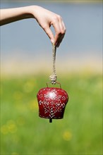 Woman's hand holding an Allgaeu cowbell