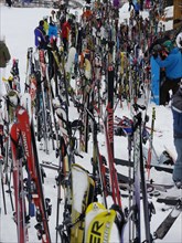Skis parked at the Mooserwirt in St. Anton am Arlberg