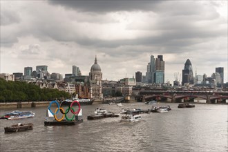 Olympic rings on the Thames
