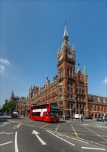 Neo-Gothic St Pancras station with clock tower
