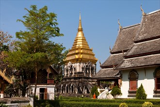 Chedi with elephant statues