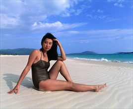 Young woman on Dadonghai Beach